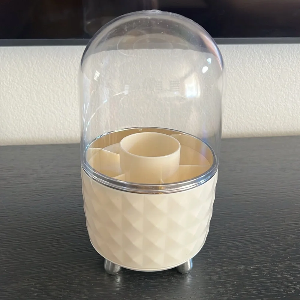 Cream Makeup Brush Holder with Clear Dome
